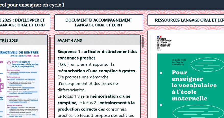 Un digipad qui regroupe l'ensemble des documents disponibles